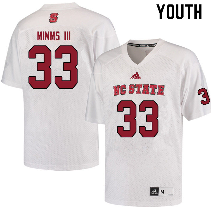 Youth #33 Delbert Mimms III NC State Wolfpack College Football Jerseys Sale-White - Click Image to Close